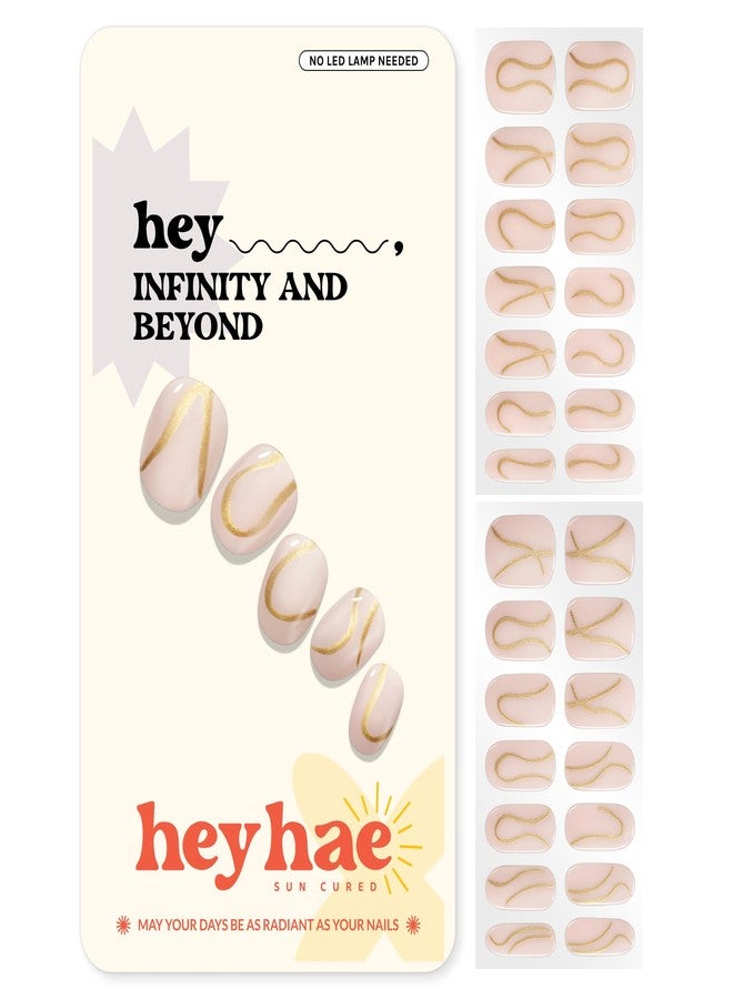 Heyhae Semi Cured Gel Nail Strips | No LED Lamp Needed | Solid, Nude, Spring | Easy Apply & Remove, Salon Quality | Includes 28 Strips, 1 Prep Pads, Nail File & Wooden stick - Hey, Infinity and Beyond - Image 1